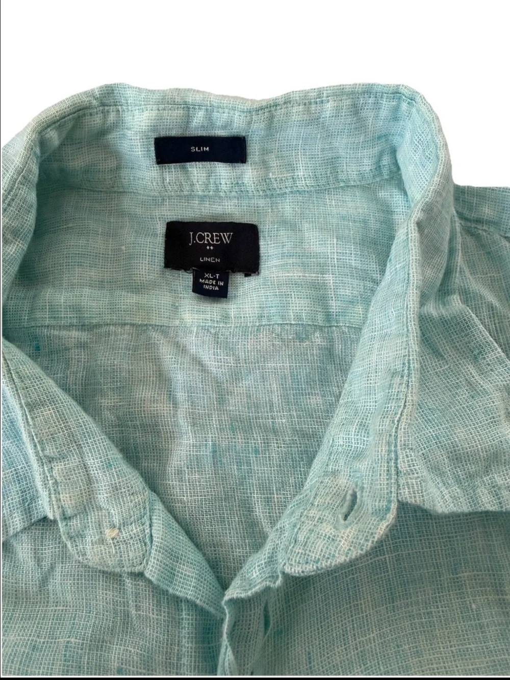 J.Crew Men's Slim Fit Linen Shirt XL-T  Tall - Color Teal/Aqua